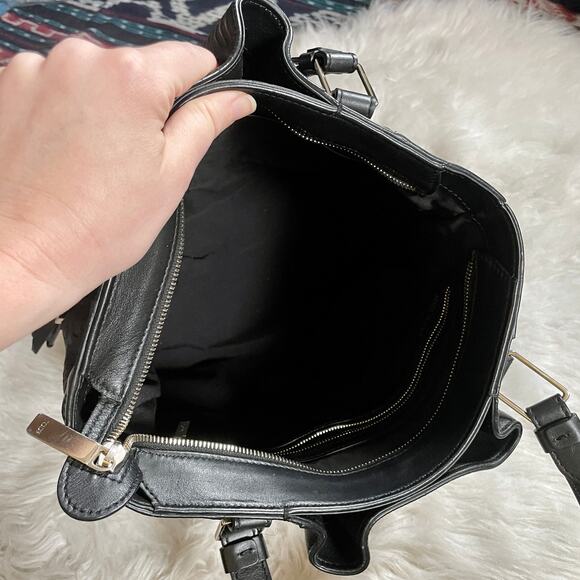 Tod's Laser Cut Flower Tote Shoulder Bag Small Lazer Perforated Black Leather - Picture 13 of 16